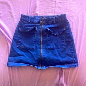 Blue denim mini skirt